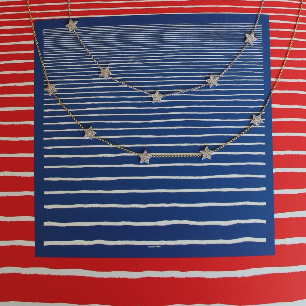 Sold out/special order only. Diamond stars by the yard necklace 14k gold (y/w).